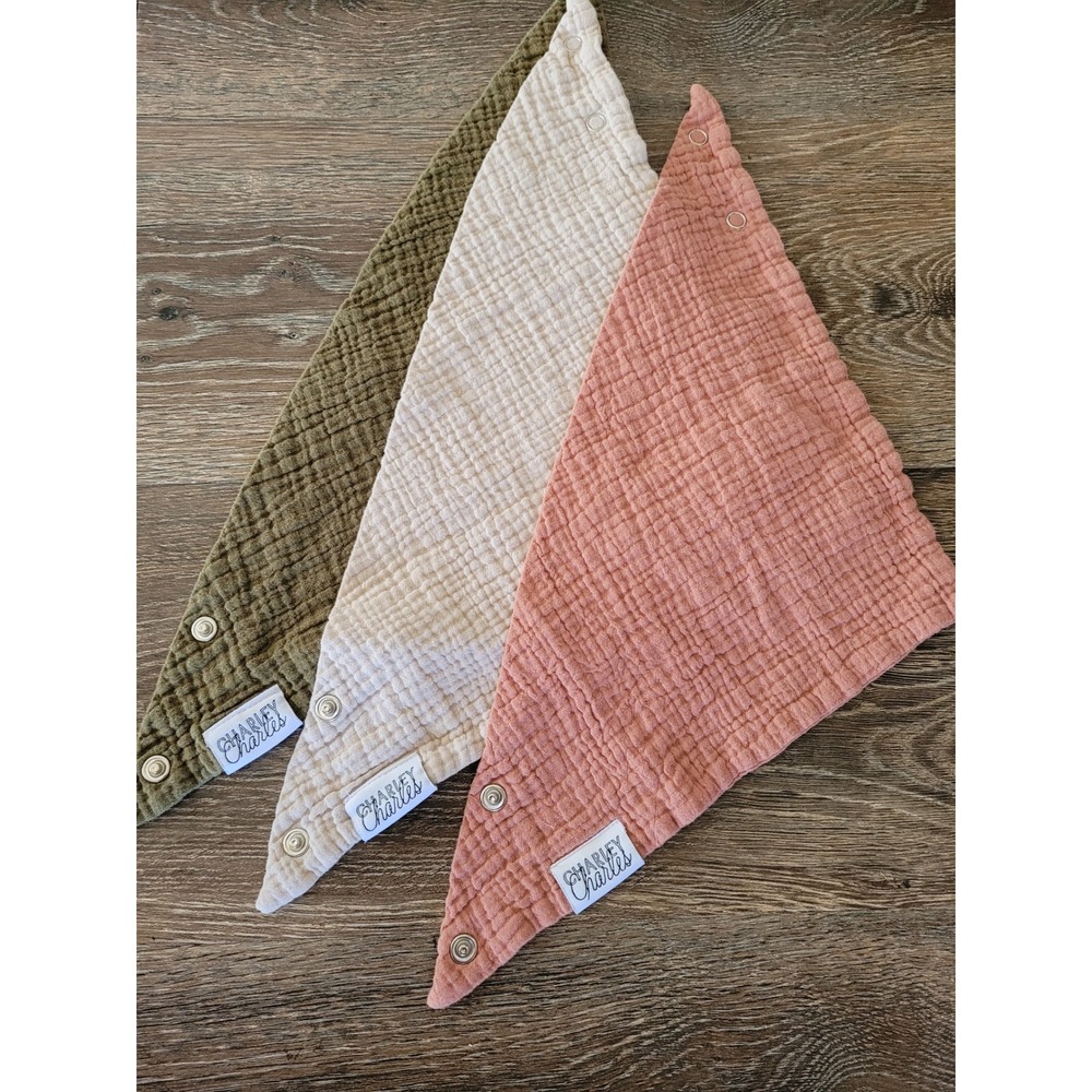 Charley Charles Baby Bandana Bibs 3-Pack Absorbent‎ Drool Bibs Neutral Colors #9